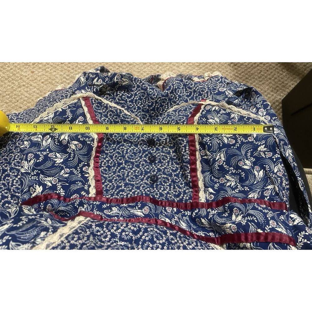 Gunne Sax by Jessica McClintock prairie midi dress blue and white calico MINT - Picture 16 of 16